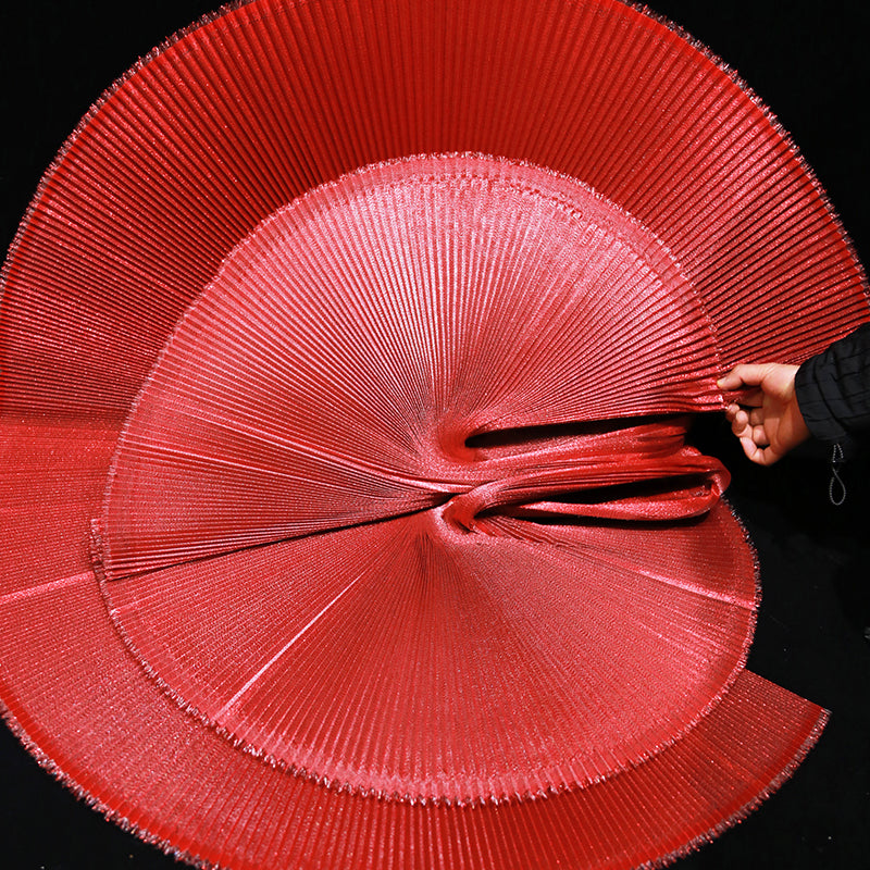 Bomng Lava Red Pearlescent Accordion Pleat Fabric Wedding Stage Decoration