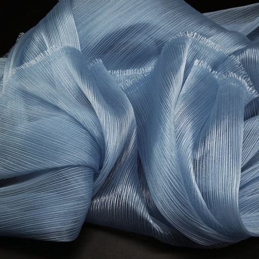 Bomng Light Blue Glossy Pleated Texture Wedding Dress Styling Fabric