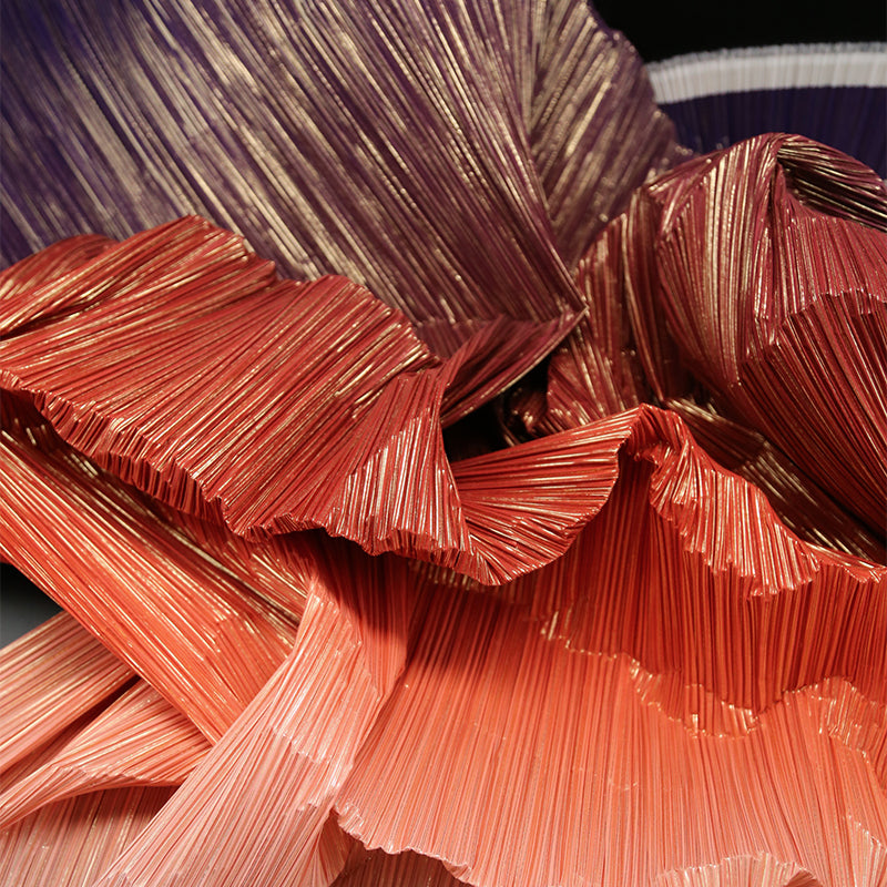 Bomng Gradient Purple Red Hot Gold Stamping Wrinkle Pleating Texture Fabric Wedding Decoration