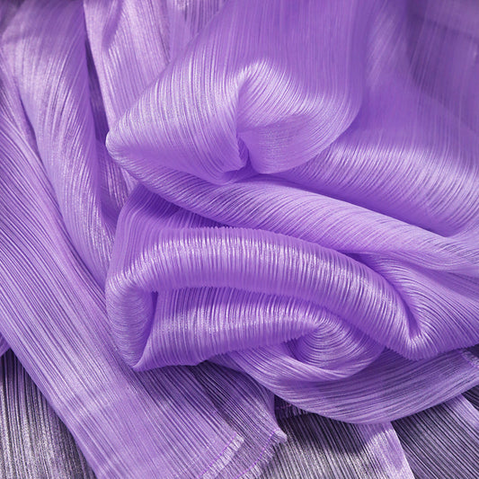 Bomng Purple Glossy Pleated Texture Wedding Dress Styling Fabric