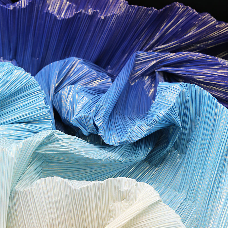 Bomng Gradient White Blue Hot Gold Stamping Wrinkle Pleating Texture Fabric Wedding Decoration