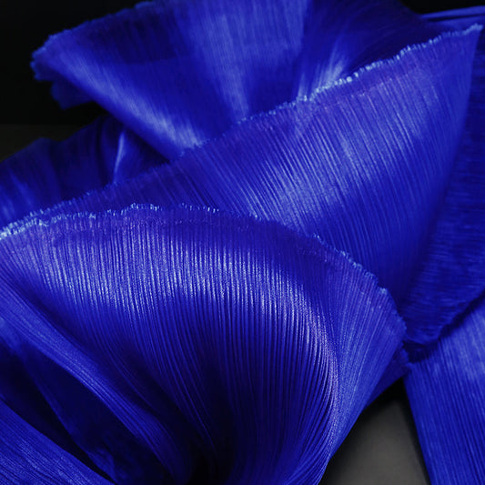 Bomng Klein Blue Glossy Pleated Texture Wedding Dress Styling Fabric