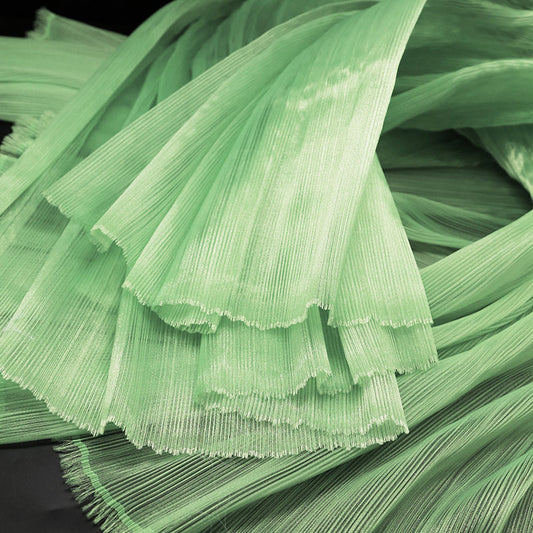 Bomng Pink Green Glossy Pleated Texture Wedding Dress Styling Fabric