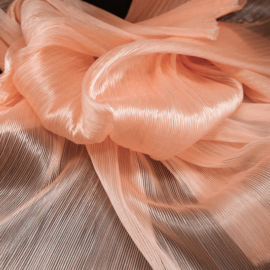 Bomng Orange Pink Glossy Pleated Texture Wedding Dress Styling Fabric