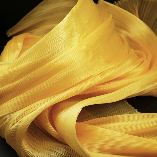 Bomng Yellow Glossy Pleated Texture Wedding Dress Styling Fabric