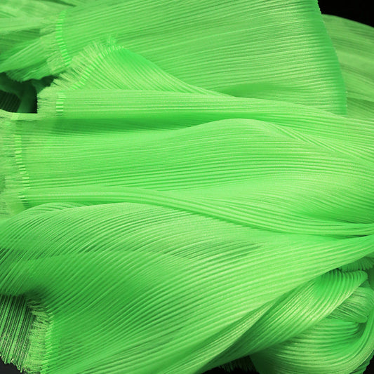 Bomng Fluorescent Green Glossy Pleated Texture Wedding Dress Styling Fabric