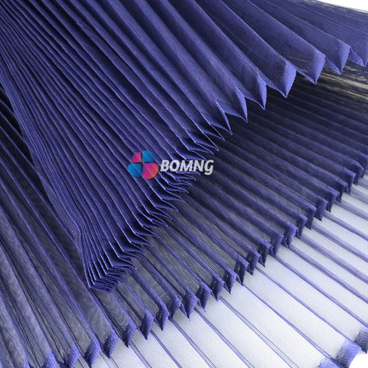 Bomng Navy Blue Great Pleated  Organza Crinkle Fabric 6324
