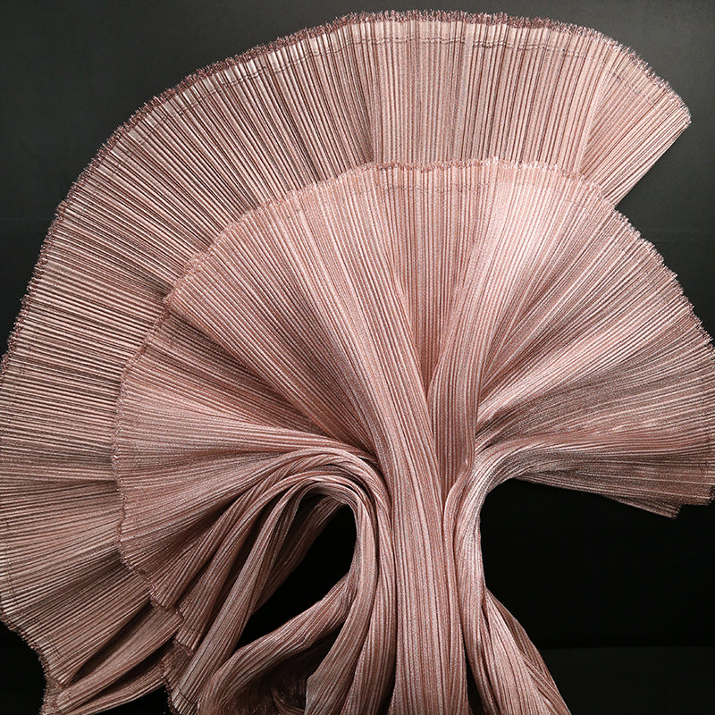 Bomng Rose Gold Metal Pearlescent Yarn Fabric Pleated Cloth Wedding Modeling Stage Decoration Flower