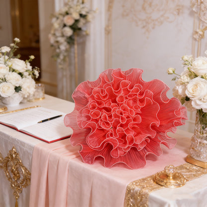 Bomng Crimson Ruffled Tulle Premium Flower