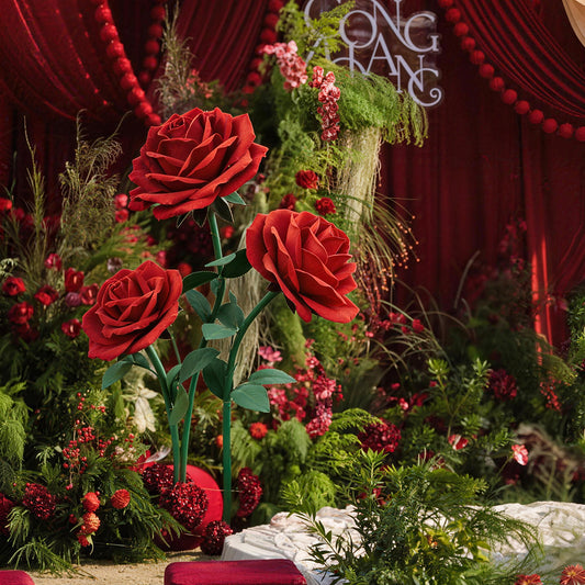 Bomng Romantic Lush Garden Red Rose Premium Flower