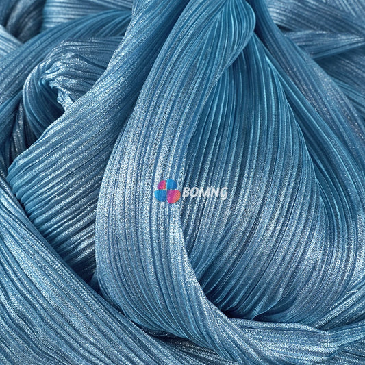 Bomng Glacier Blue Pearl Yarn Texture Wrinkle Fabric Wedding Style Stage Decoration Floral Fabric