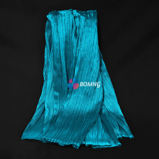 Bomng  Peacock Blue Pearl Yarn Texture Wrinkle Fabric Wedding Style Stage Decoration Floral Fabric