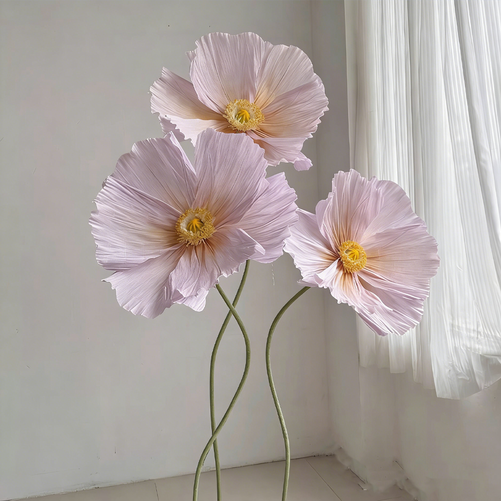 Bomng Ethereal Crepe Paper Poppy Art Installation