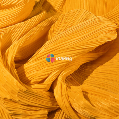 Bomng Apricot Yellow Pleated Decoration Printmaking Fabric