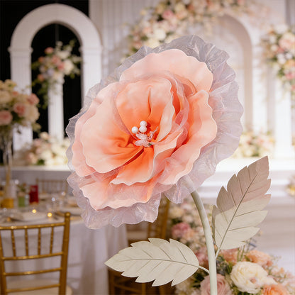 Bomng Peach Tulle-Trimmed Premium Flower