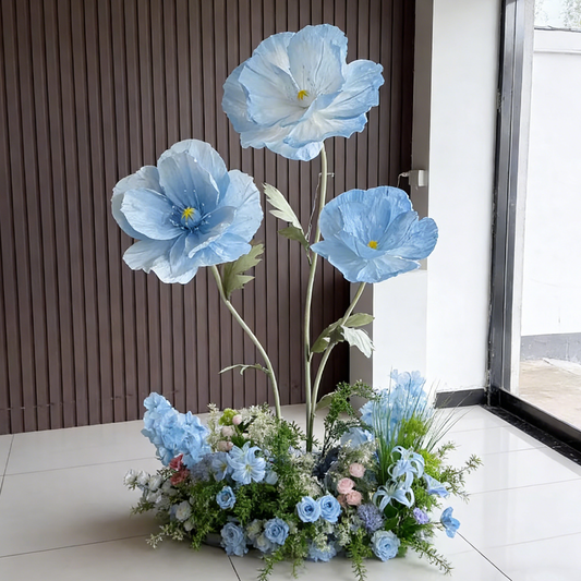Bomng Luxe Couture Ruffled Poppy Blue Art Installation