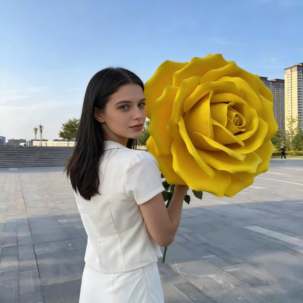 Bomng Romantic Lush Garden Yellow Rose Premium Flower
