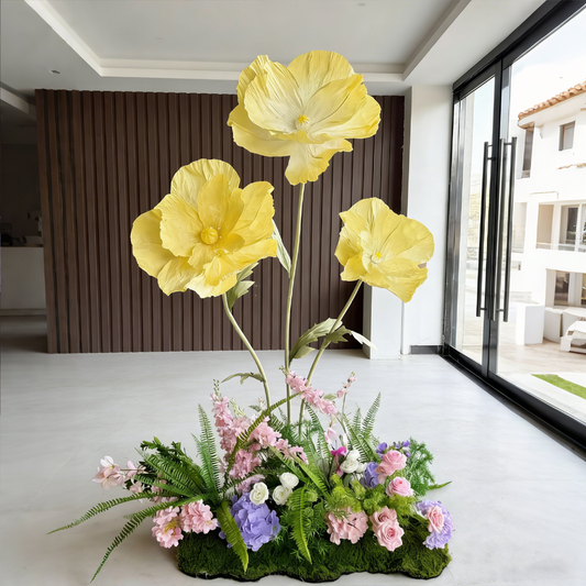 Bomng Luxe Couture Ruffled Poppy Yellow Art Installation