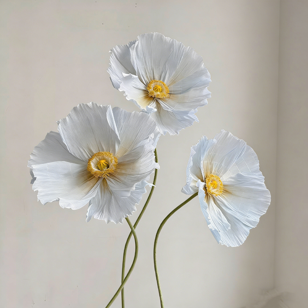 Bomng Ethereal Crepe Paper Poppy Art Installation