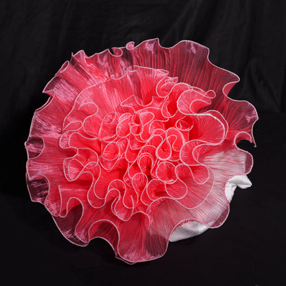 Bomng Crimson Ruffled Tulle Premium Flower