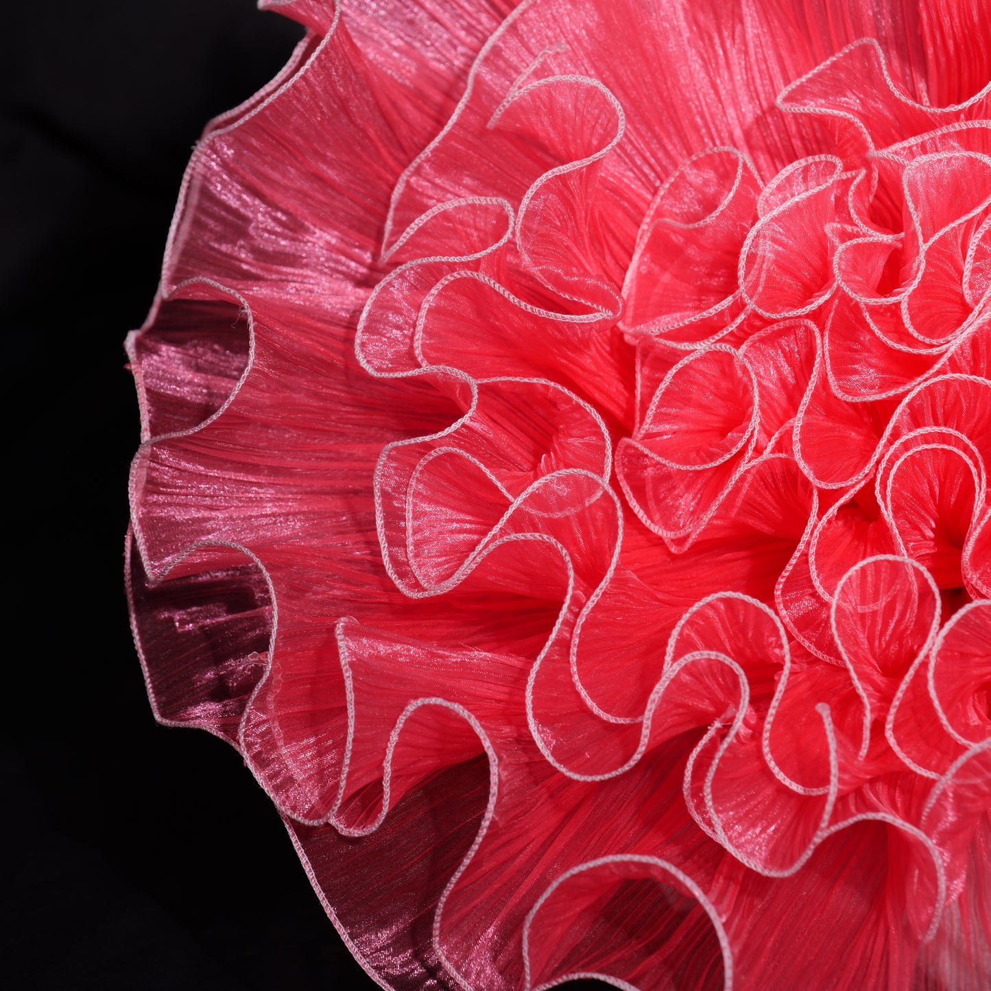 Bomng Crimson Ruffled Tulle Premium Flower