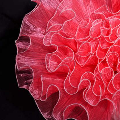 Bomng Crimson Ruffled Tulle Premium Flower