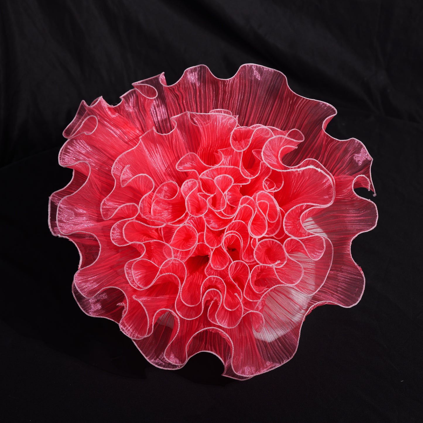 Bomng Crimson Ruffled Tulle Premium Flower