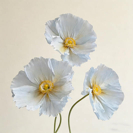 Bomng Ethereal Crepe Paper Poppy Blue Art Installation