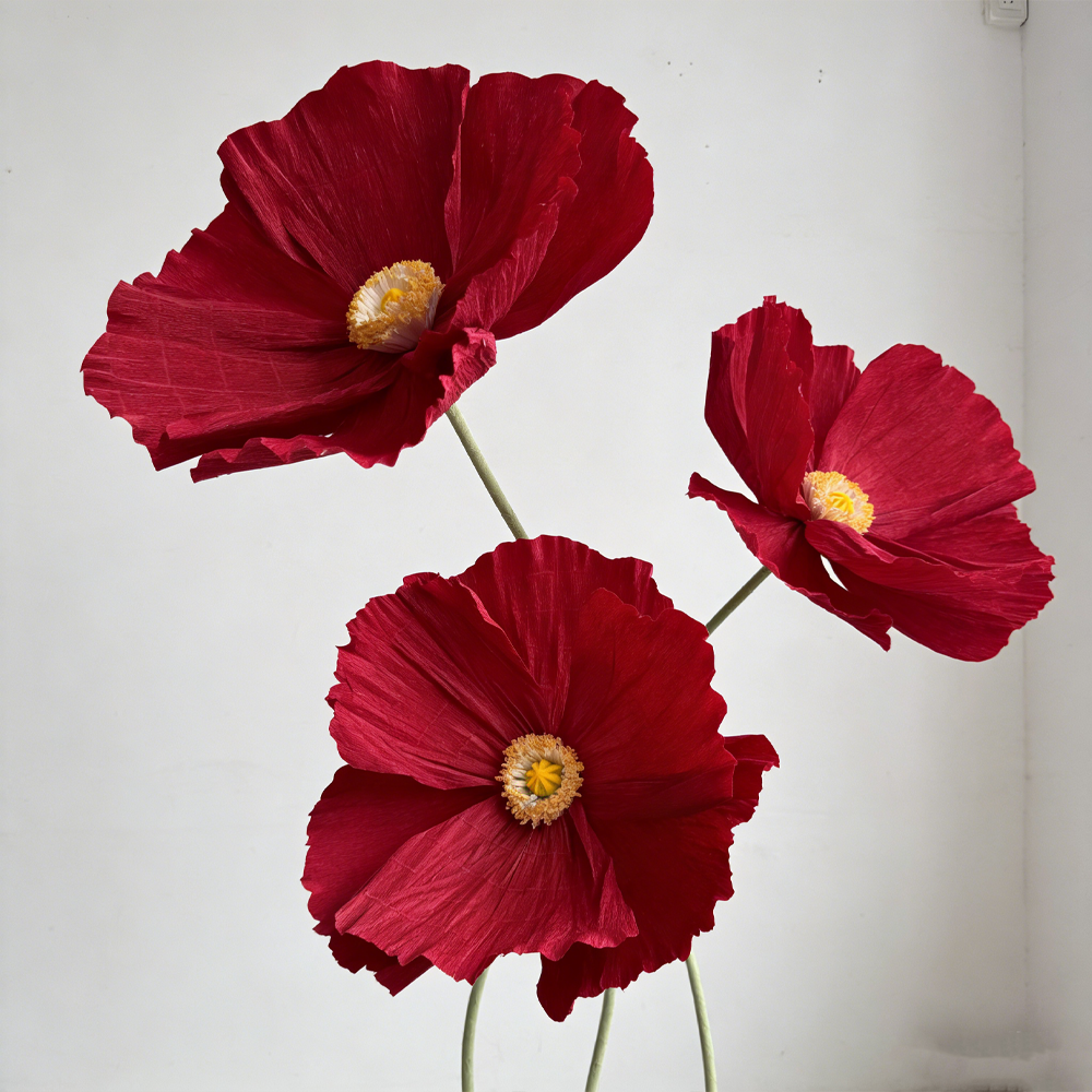 Bomng Ethereal Crepe Paper Poppy Art Installation