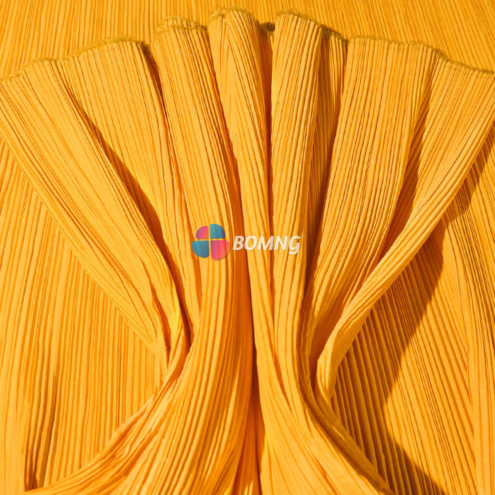 Bomng Apricot Yellow Pleated Decoration Printmaking Fabric