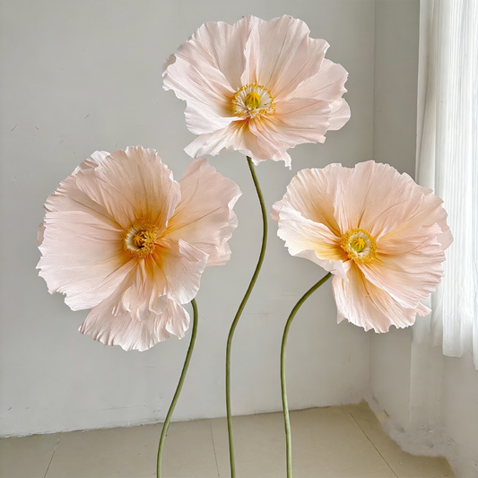 Bomng Ethereal Crepe Paper Poppy Pink Art Installation