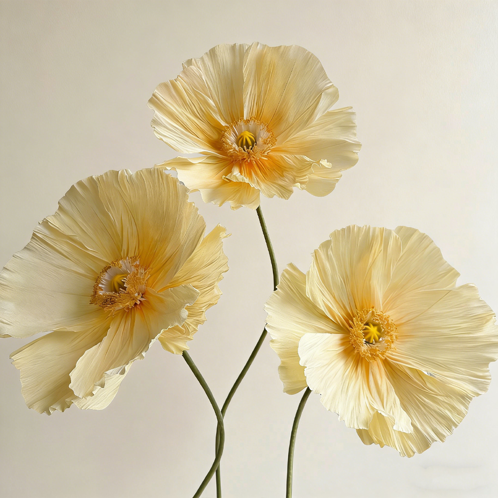 Bomng Ethereal Crepe Paper Poppy Art Installation