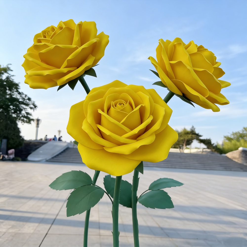 Bomng Romantic Lush Garden Yellow Rose Premium Flower