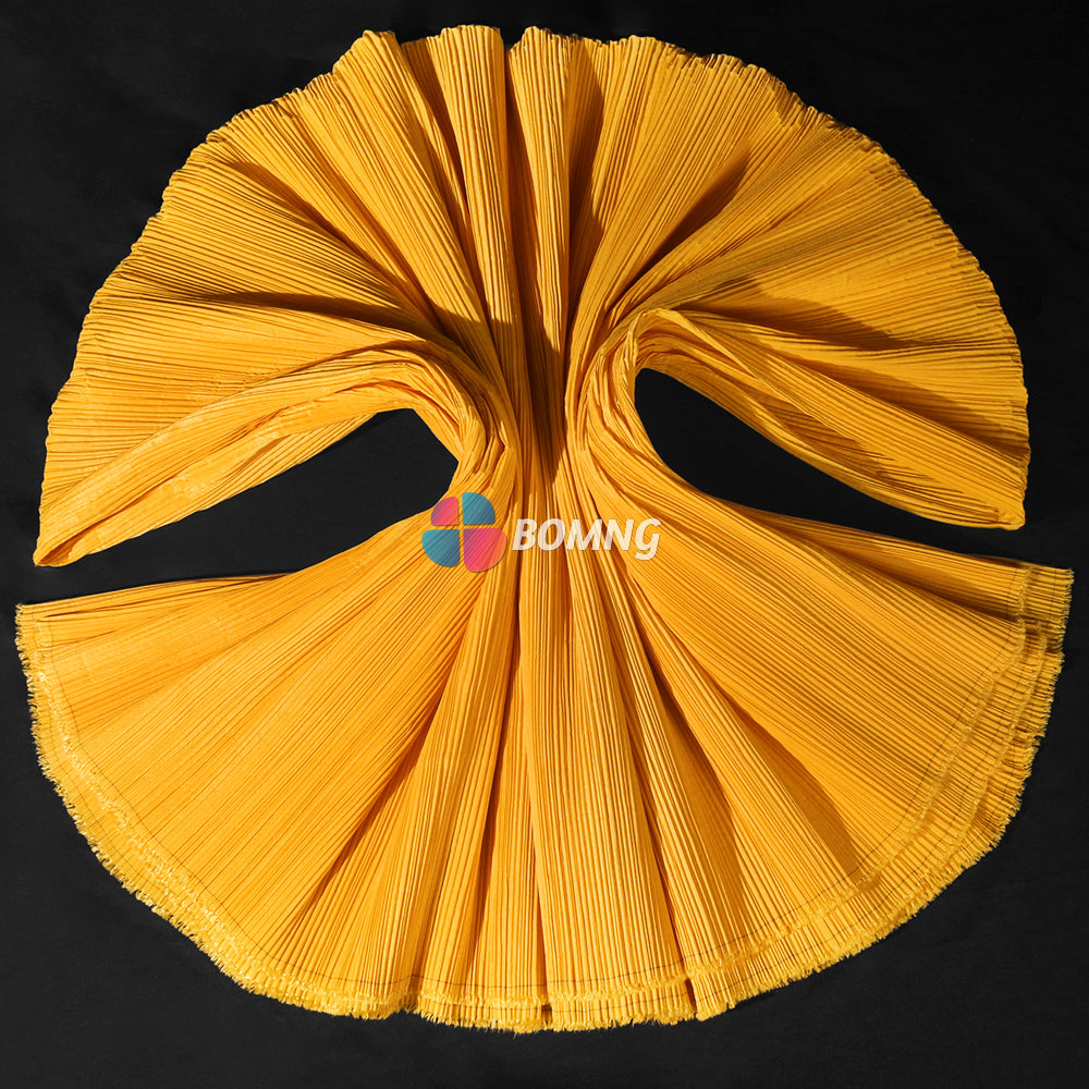 Bomng Apricot Yellow Pleated Decoration Printmaking Fabric