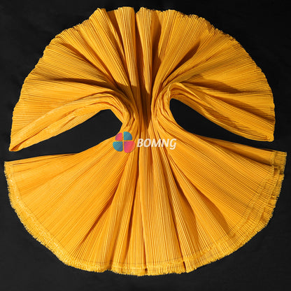 Bomng Apricot Yellow Pleated Decoration Printmaking Fabric
