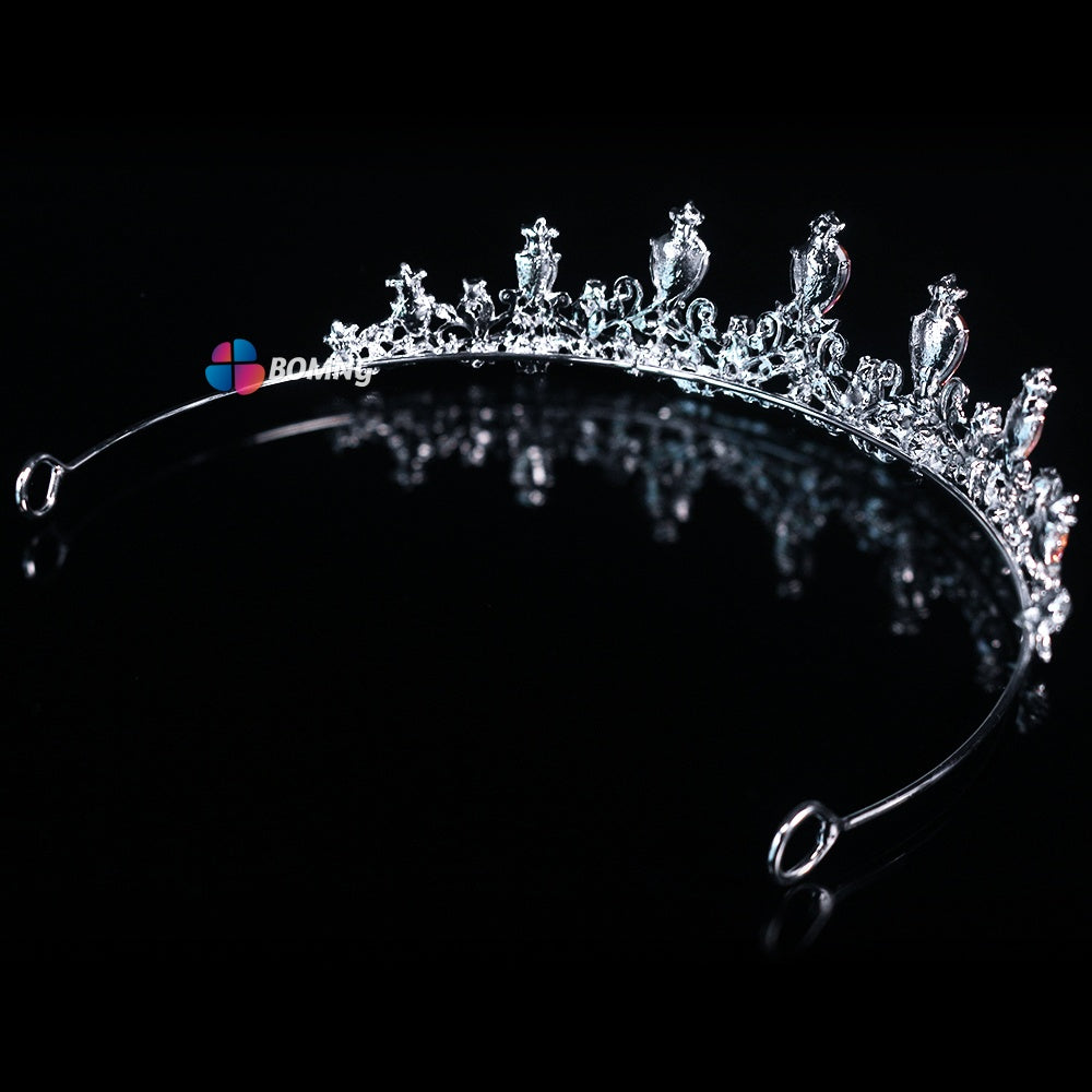 Bomng Temperament Luxury Crystal Pink Diamond Bridal Crown Headband