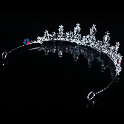 Bomng Temperament Luxury Crystal Pink Diamond Bridal Crown Headband