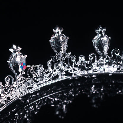 Bomng Temperament Luxury Crystal Pink Diamond Bridal Crown Headband
