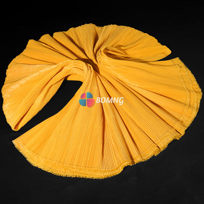 Bomng Apricot Yellow Pleated Decoration Printmaking Fabric