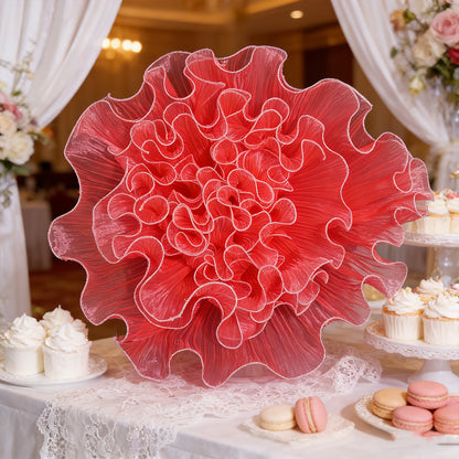Bomng Crimson Ruffled Tulle Premium Flower