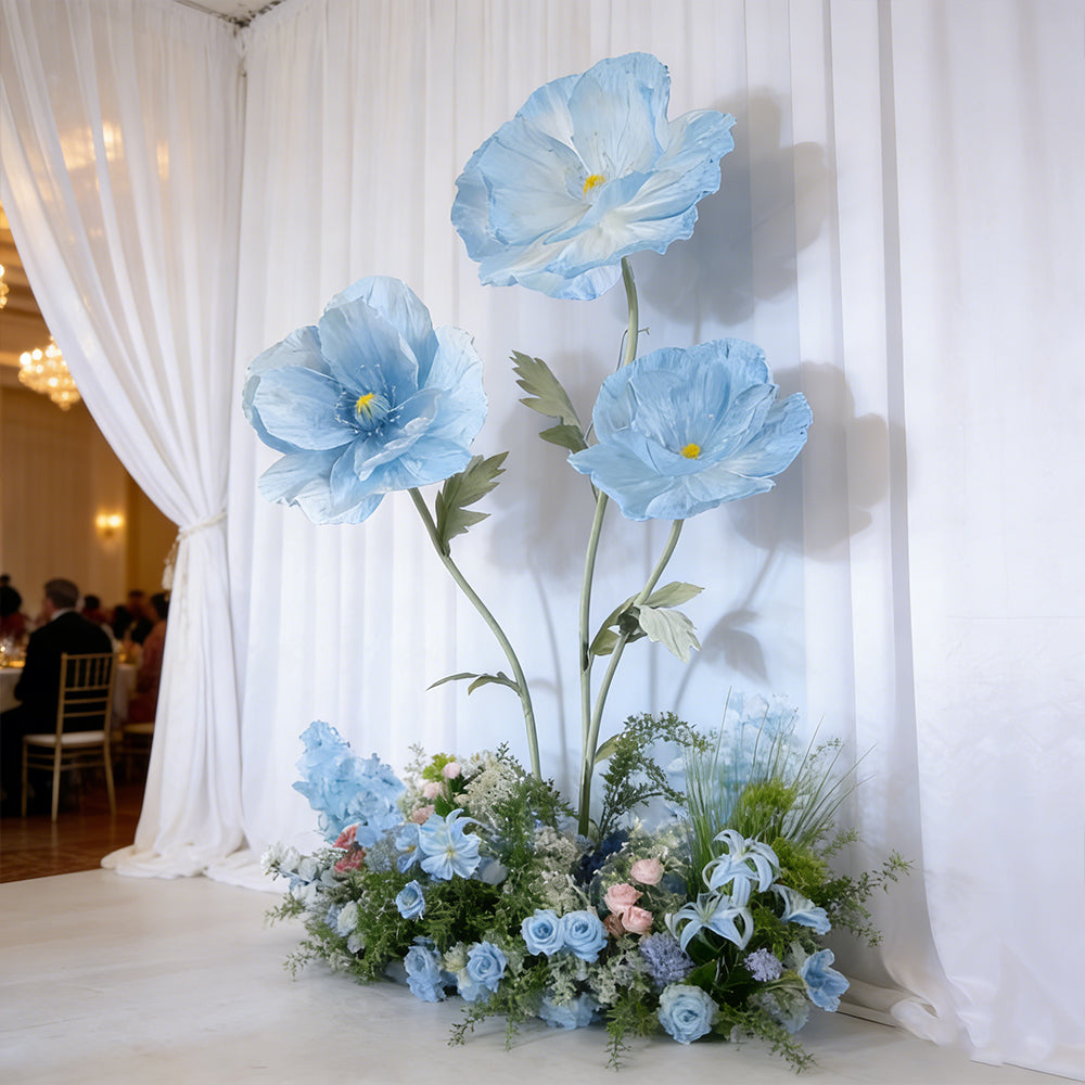 Bomng Luxe Couture Ruffled Poppy Blue Art Installation