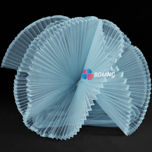 Bomng Clear Sky Blue Great Pleated  Organza Crinkle Fabric 6324