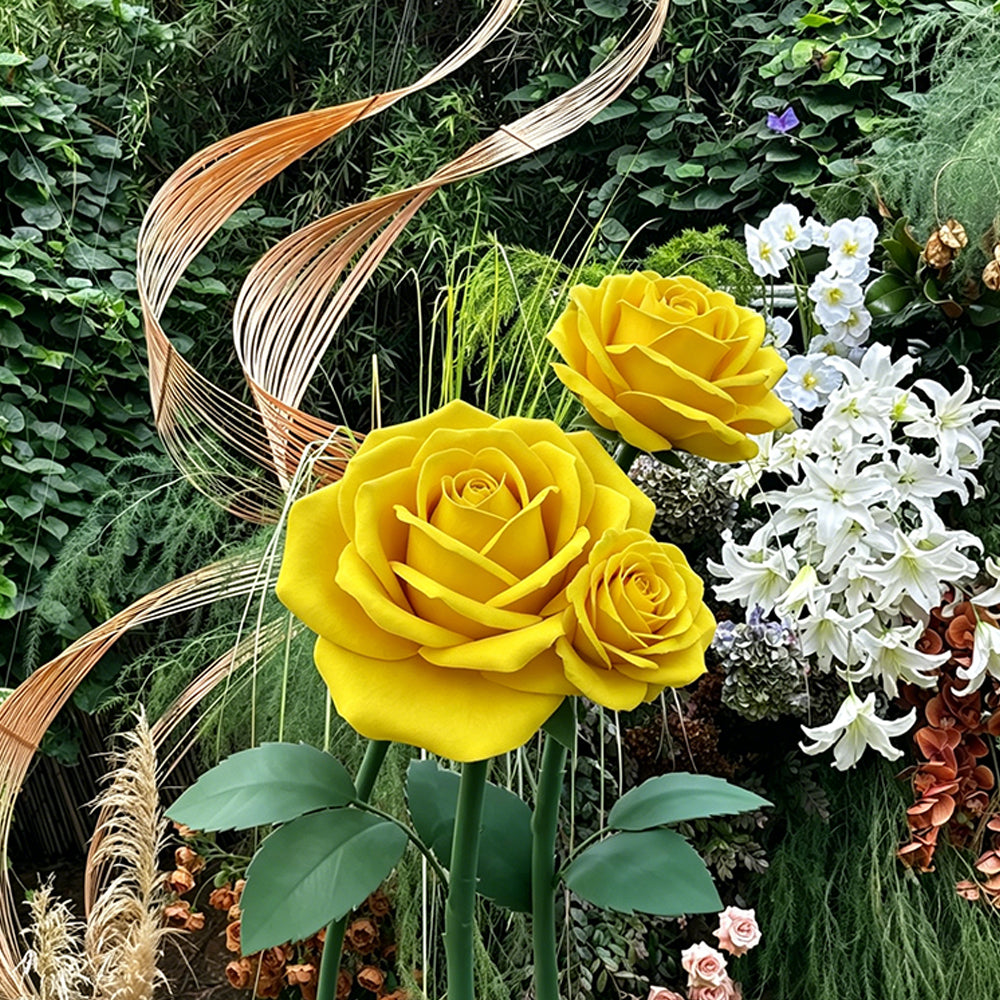 Bomng Romantic Lush Garden Yellow Rose Premium Flower