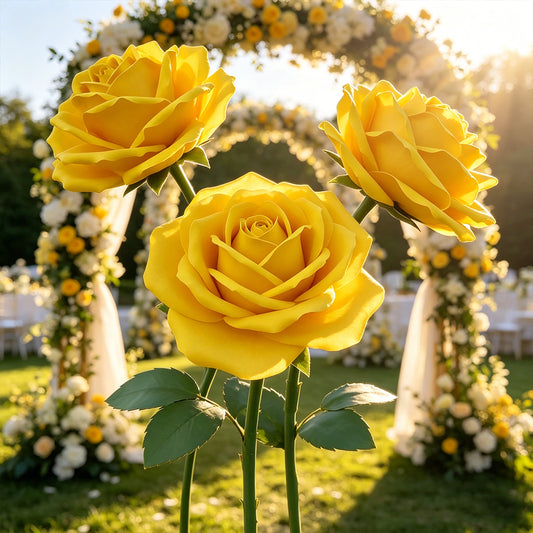 Bomng Romantic Lush Garden Yellow Rose Premium Flower