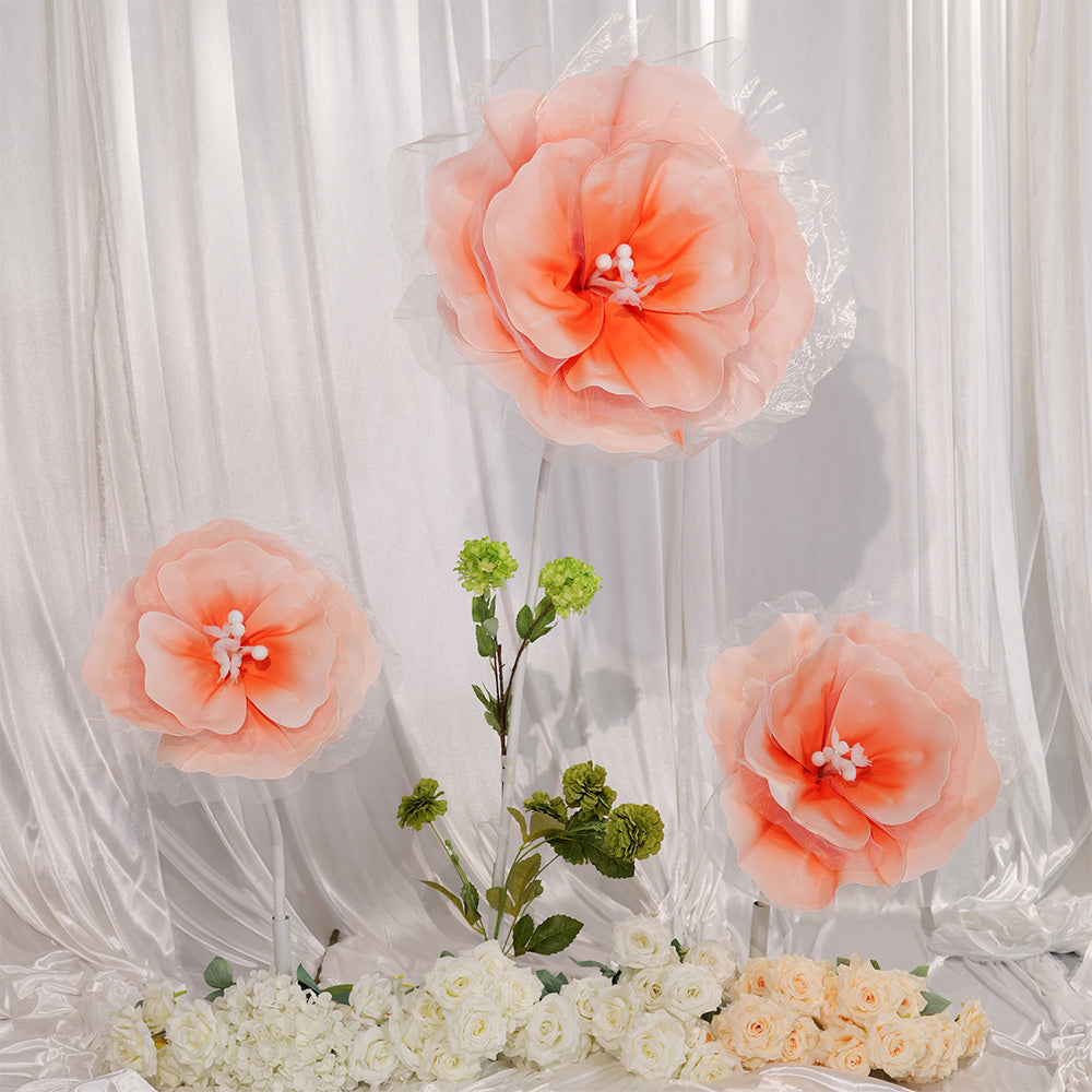 Bomng Peach Tulle-Trimmed Premium Flower