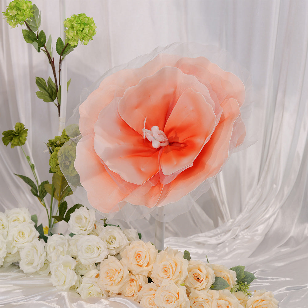 Bomng Peach Tulle-Trimmed Premium Flower