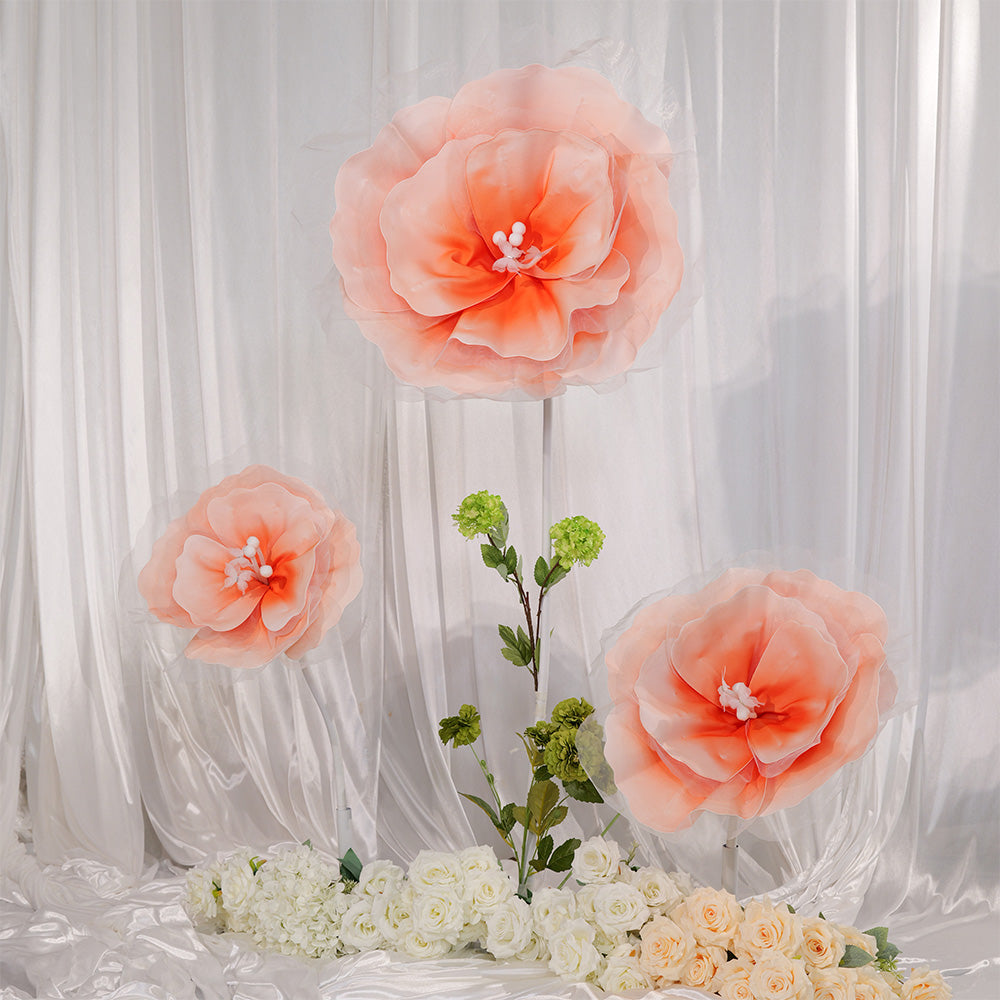 Bomng Peach Tulle-Trimmed Premium Flower
