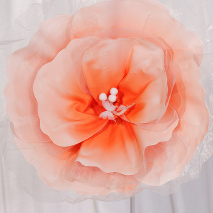 Bomng Peach Tulle-Trimmed Premium Flower