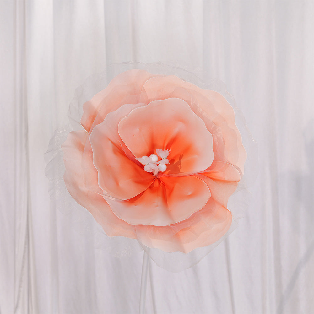 Bomng Peach Tulle-Trimmed Premium Flower