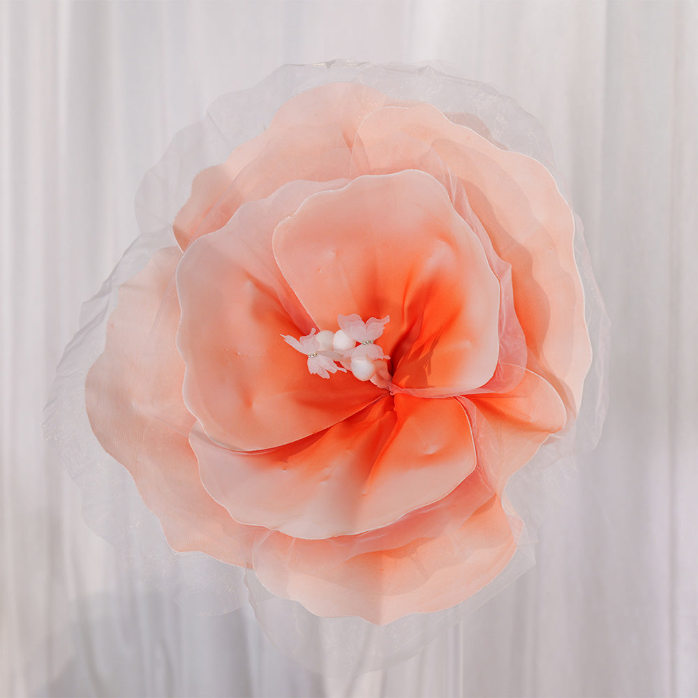 Bomng Peach Tulle-Trimmed Premium Flower